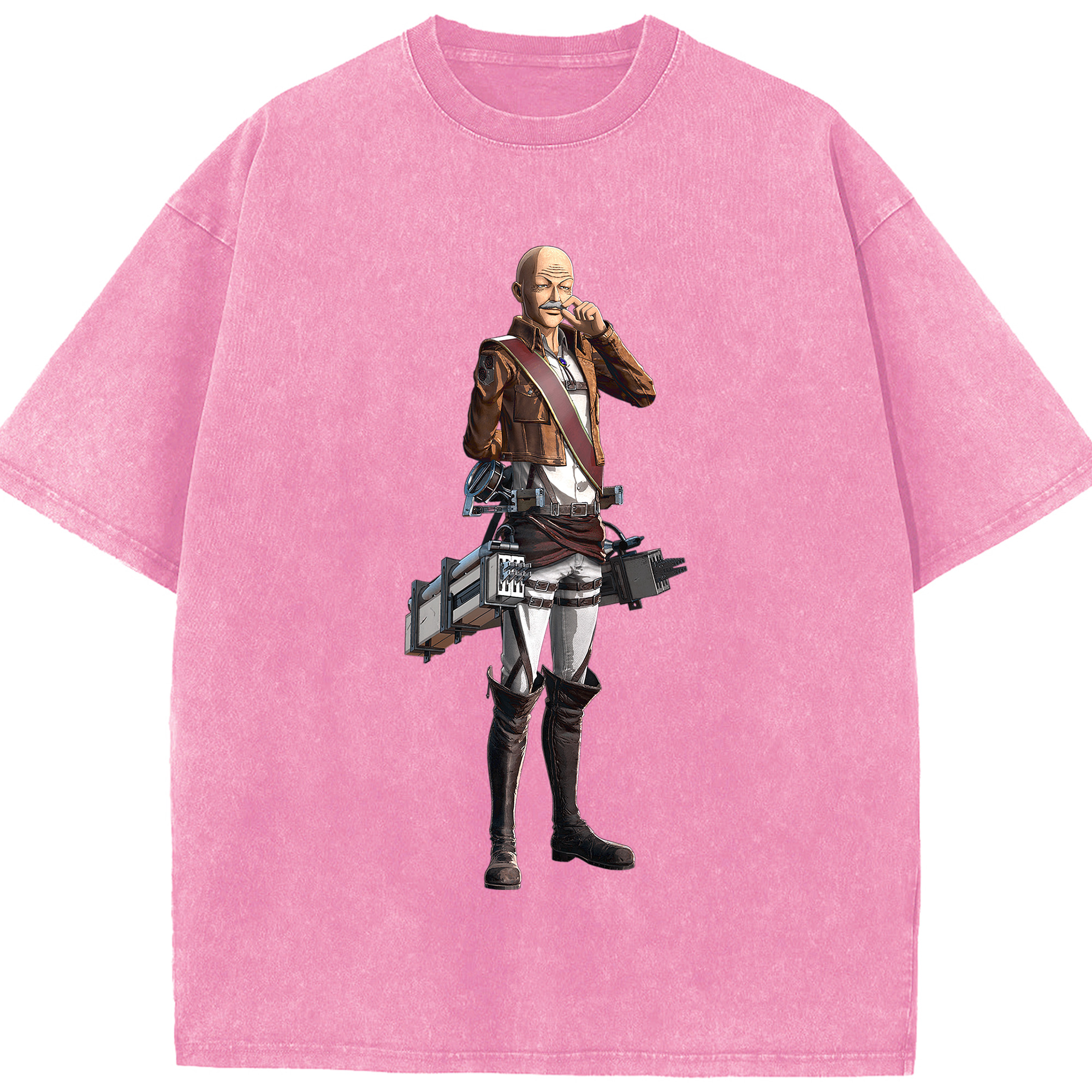 （画像用） 進撃の巨人 ドット·ピクシス Attack on Titan Dot Pixis 綿100% ヴィンテージ風 半袖Tシャツ（フロントプリント）